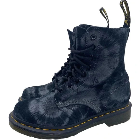 Dr. Martens Womens Shoes Pascal Boots Sz 5 Black Tie Dye Combat Casual Trendy - Picture 15 of 15